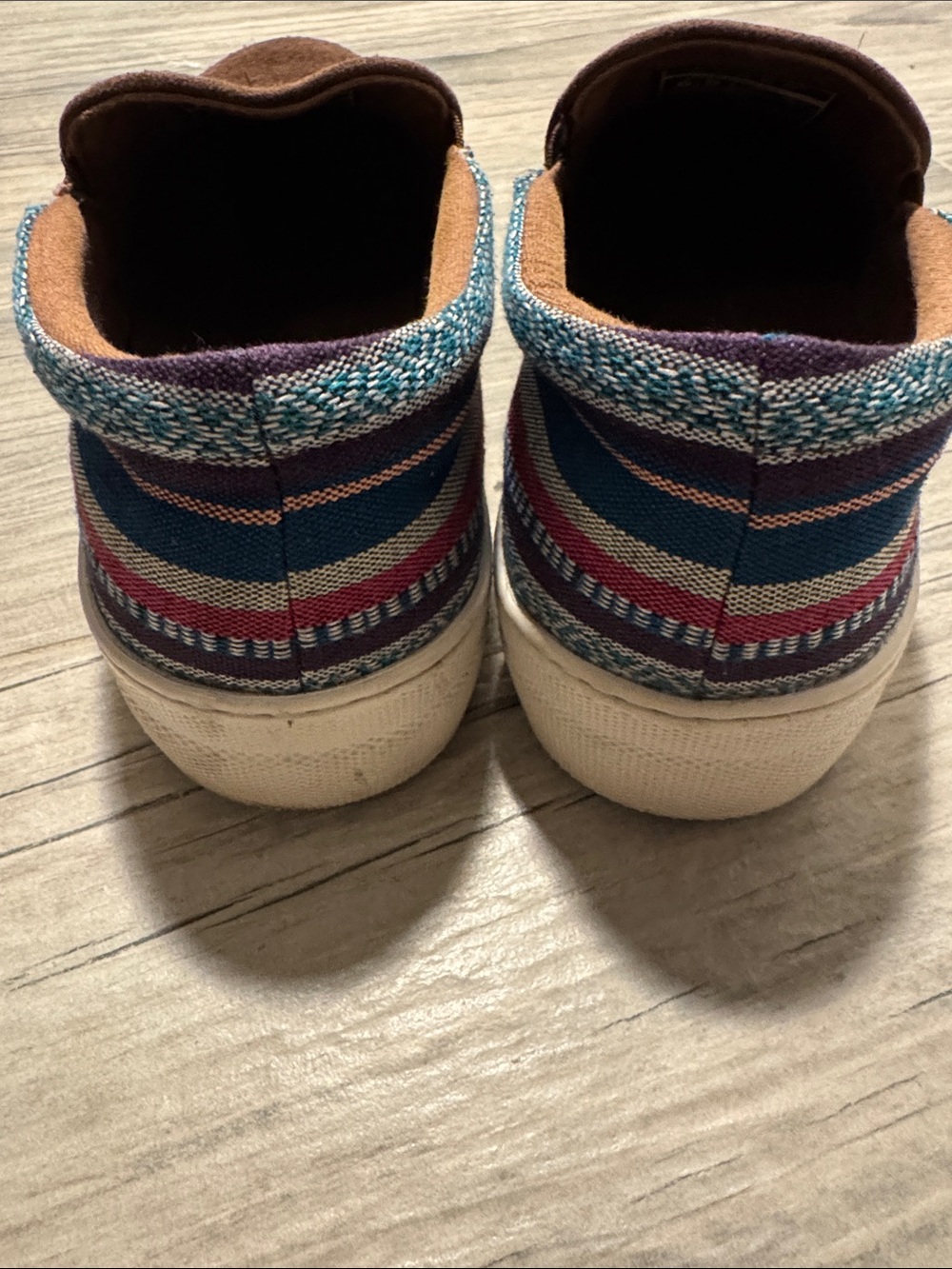 Roper Brown Slip-On Suede Sneakers with Blue and Red Stripe Heel - Picture 5 of 7